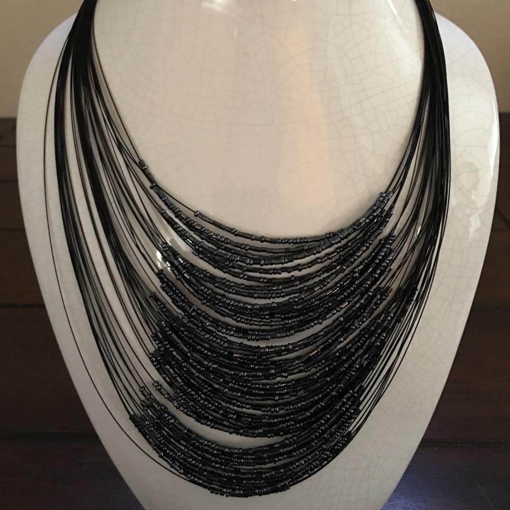 Black multi strand necklace
